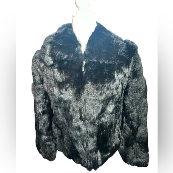 Black Rabbit Fur Coat Size M - Picture 1 of 6
